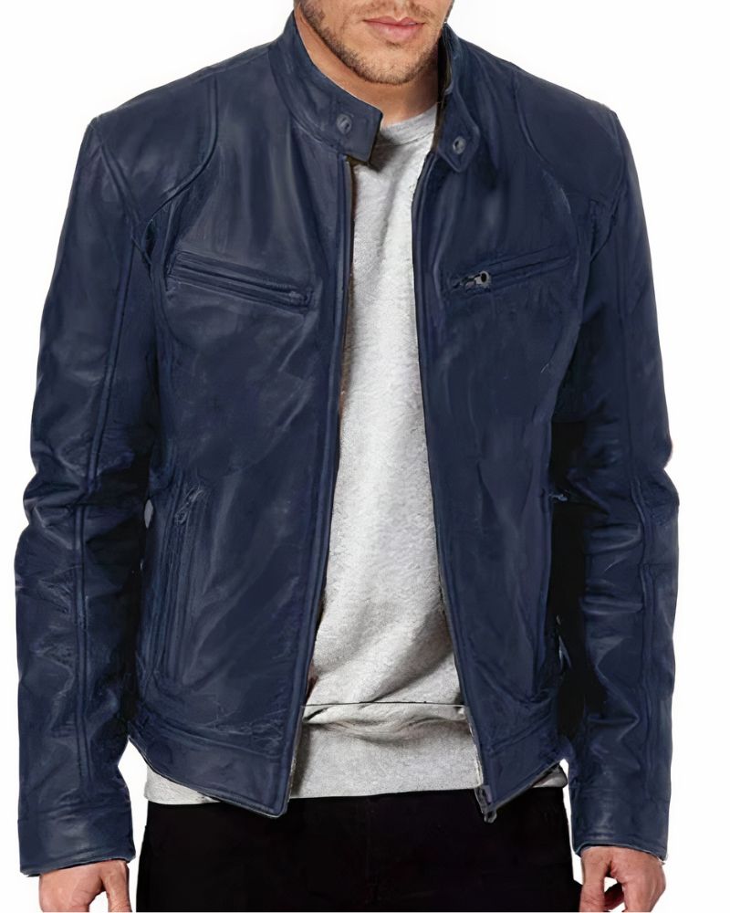Veste Cuir Noir Homme Éclair Zippé