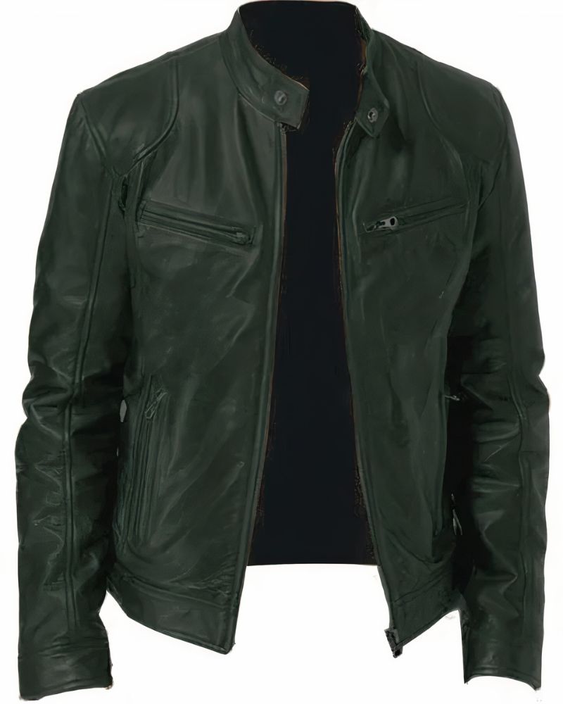 Veste Cuir Noir Homme Éclair Zippé