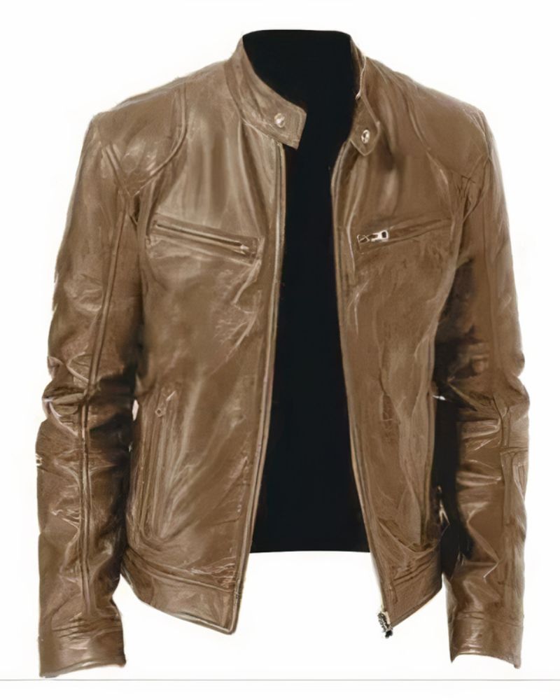 Veste Cuir Noir Homme Éclair Zippé