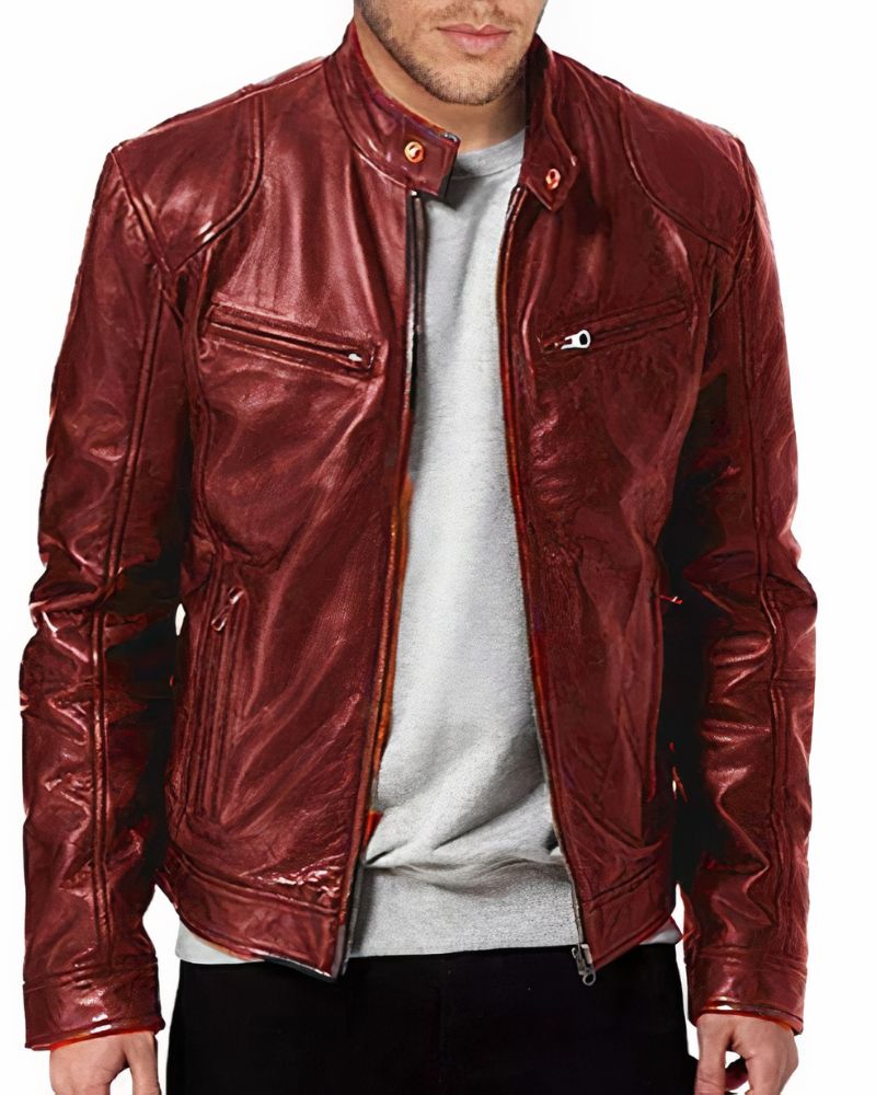 Veste Cuir Noir Homme Éclair Zippé