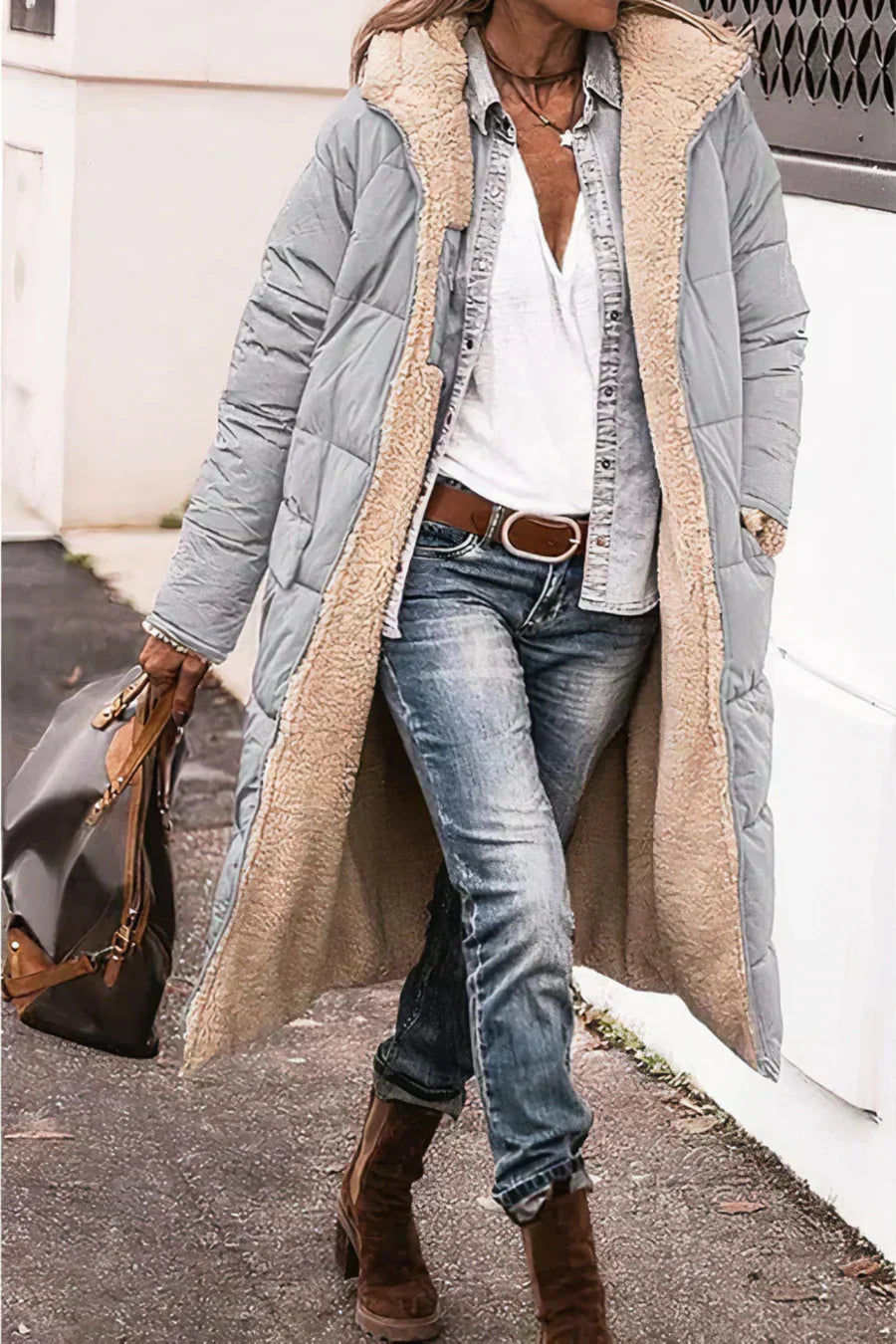 Manteau Femme Hiver Réversible Chic et Doux