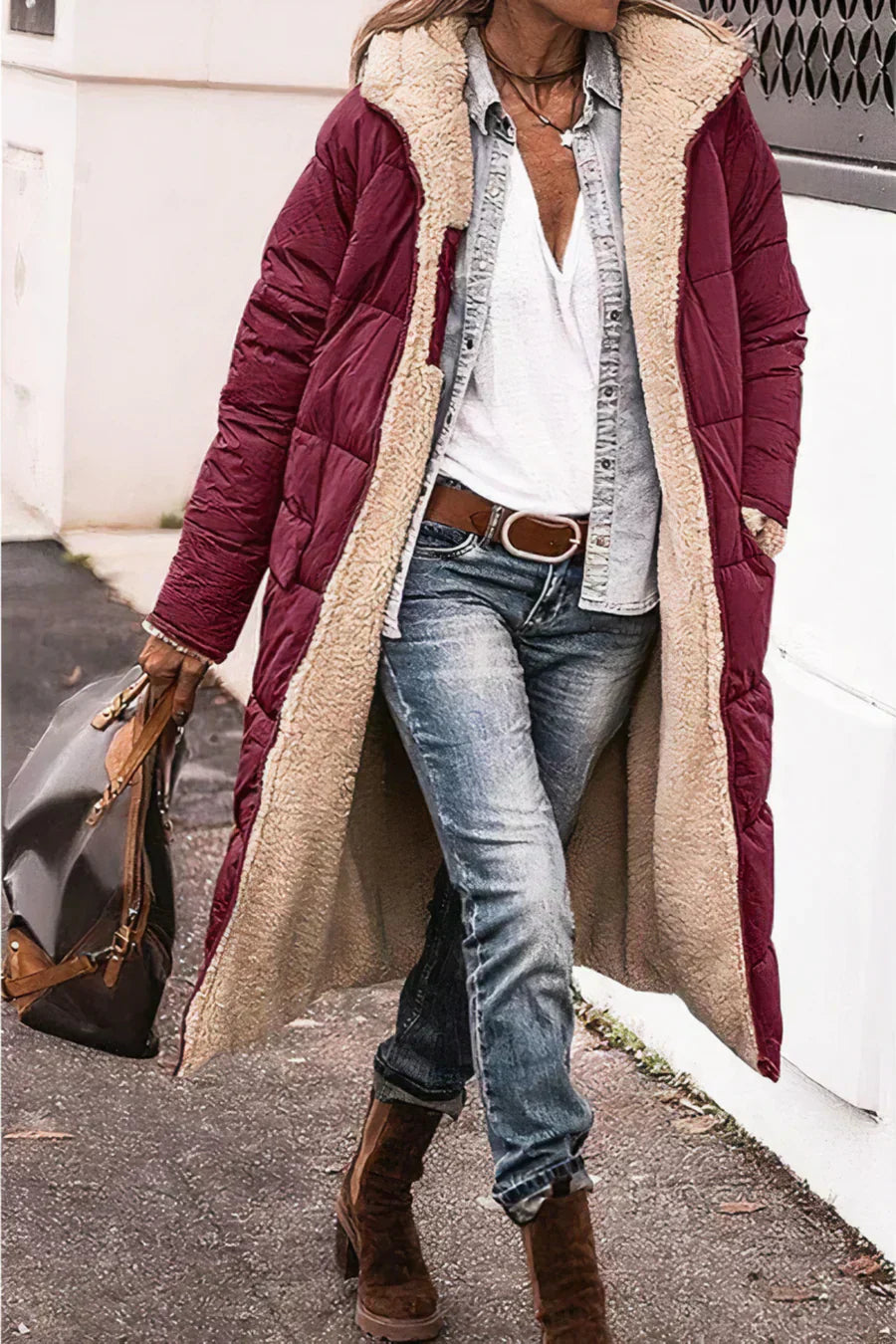 Manteau Femme Hiver Réversible Chic et Doux
