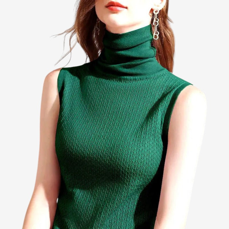 Débardeur femme tricoté col rond et slim fit