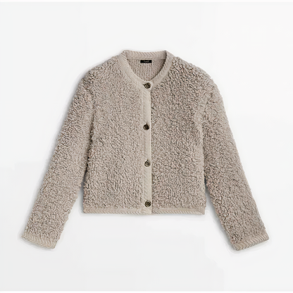 Cardigan Élégant Col Rond avec Poches