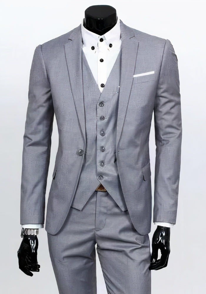 Costume Homme Élégant 3 Pièces avec Gilet et Chemise Blanche
