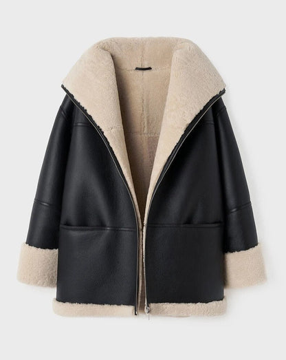 Veste Cuir Femme Élégante Fourrure Luxe