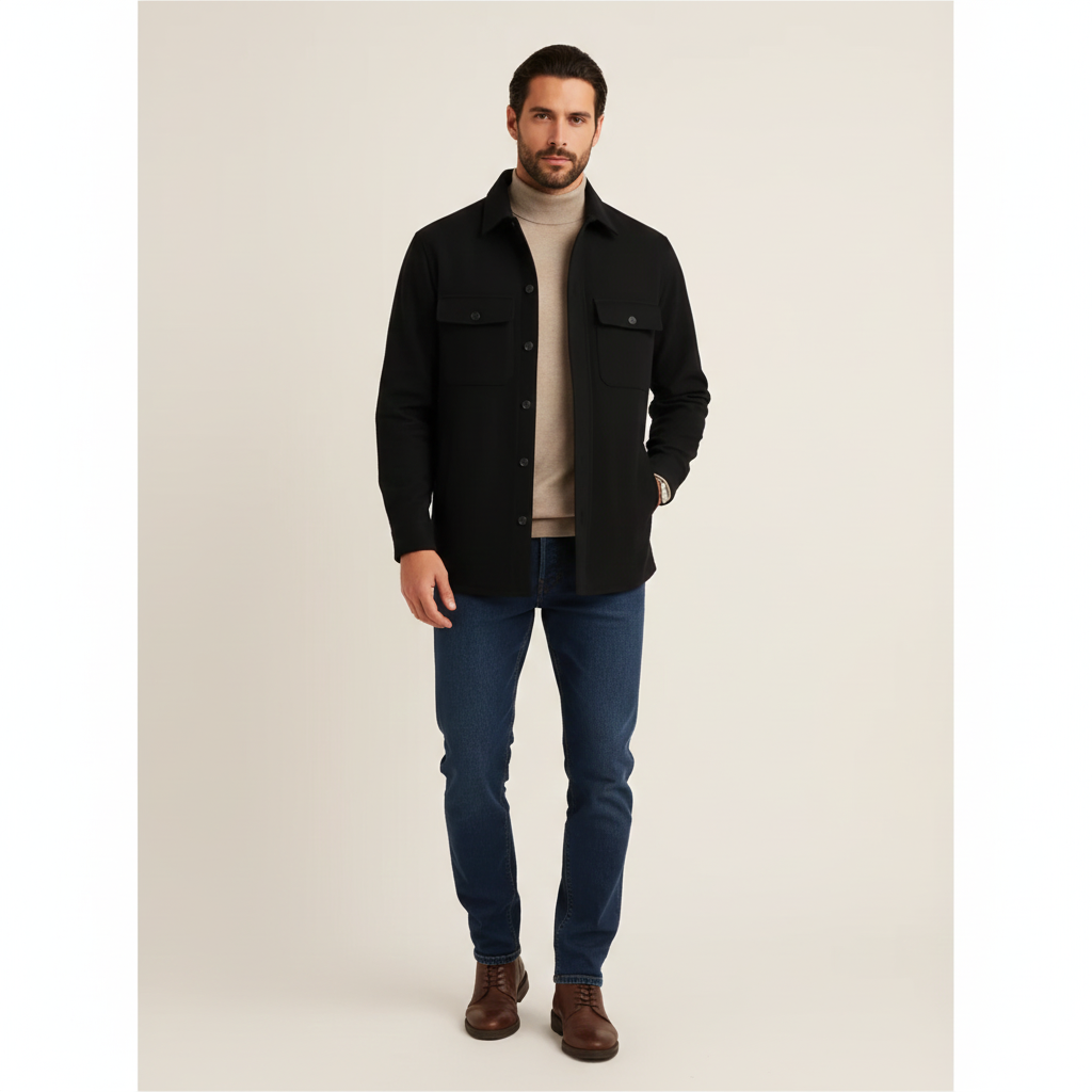 Veste Décontractée Homme en Coton Noir Classe