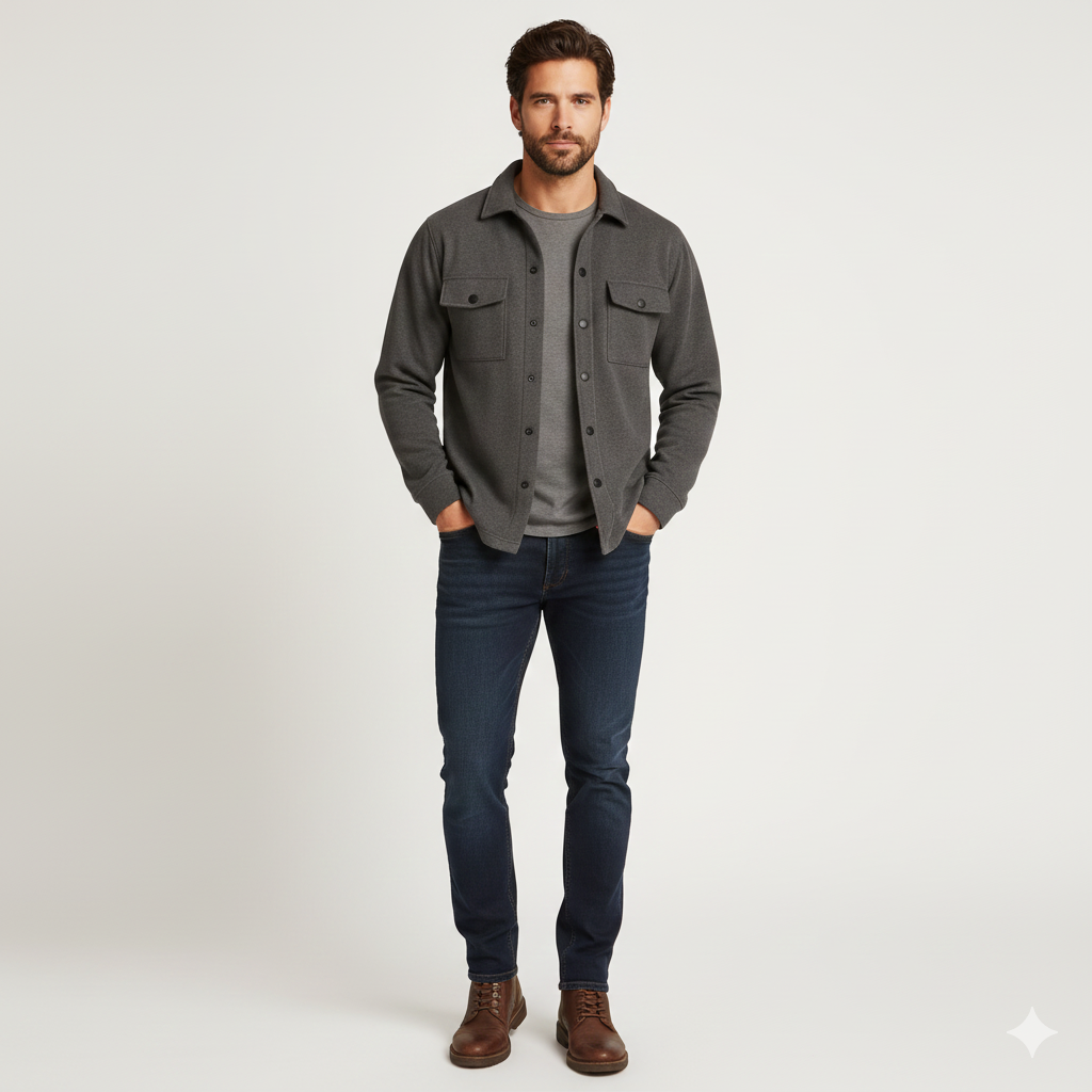 Veste Décontractée Homme en Coton Noir Classe - LuxeStyle