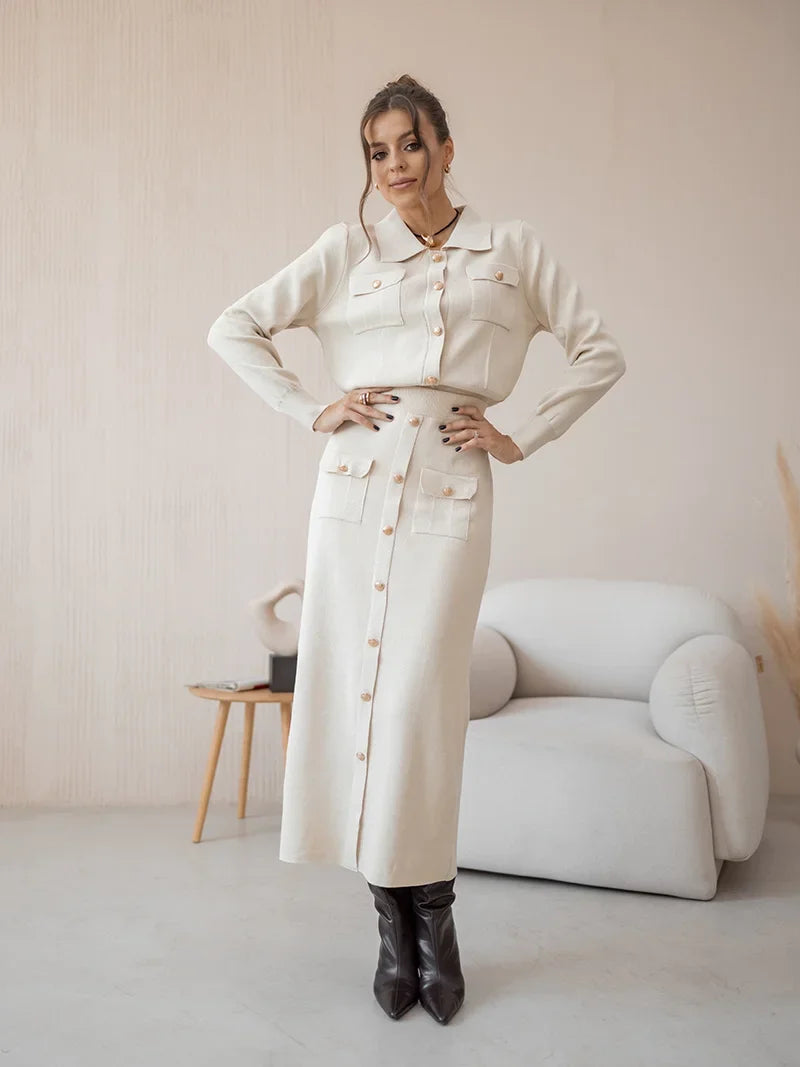 Aurosa - Ensemble Chic Blazer et Jupe pour un Style Rétro - LuxeStyle
