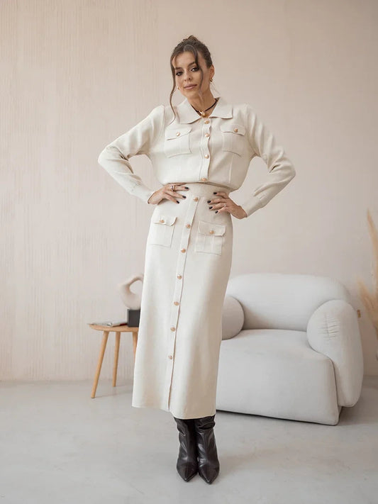 Aurosa - Ensemble Chic Blazer et Jupe pour un Style Rétro - LuxeStyle