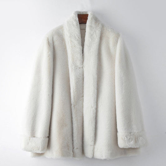 Manteau Mi-Long Doux en Fausse Fourrure pour Femme Hiver - LuxeStyle