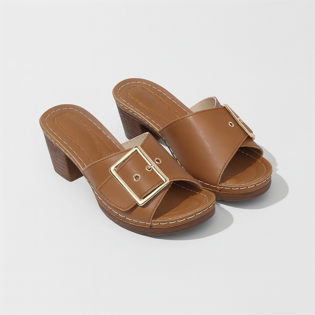Sandales Hauts Talons Cuir Noir Élégantes