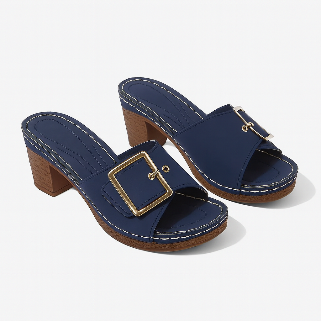 Sandales Hauts Talons Cuir Noir Élégantes