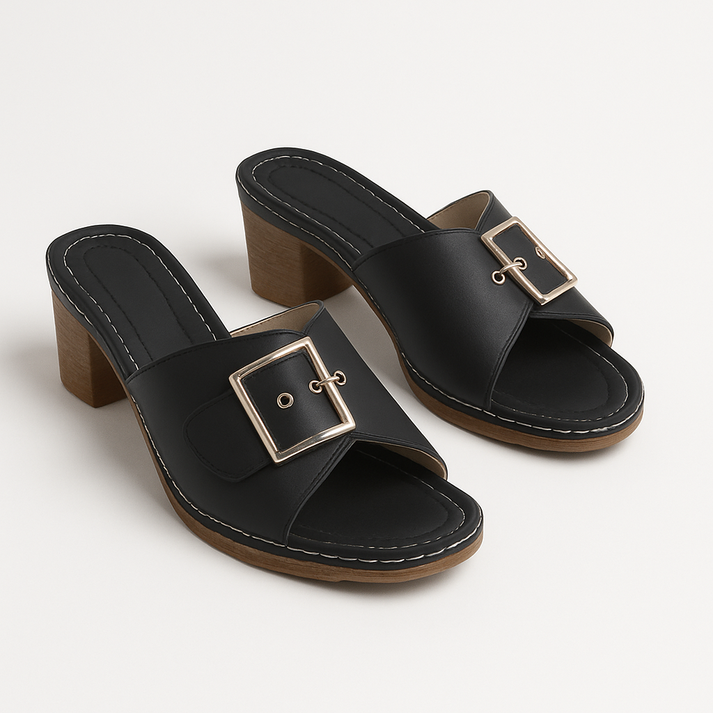 Sandales Hauts Talons Cuir Noir Élégantes - LuxeStyle