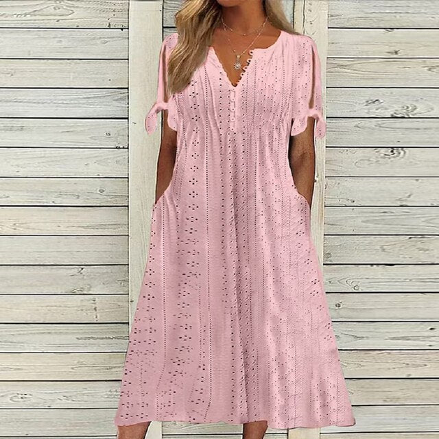 Robe Été Fraîche Manches Courtes Pour Femme