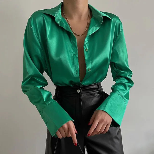 Blouse Féminine à Manches Longues avec Décolleté et Col Rond