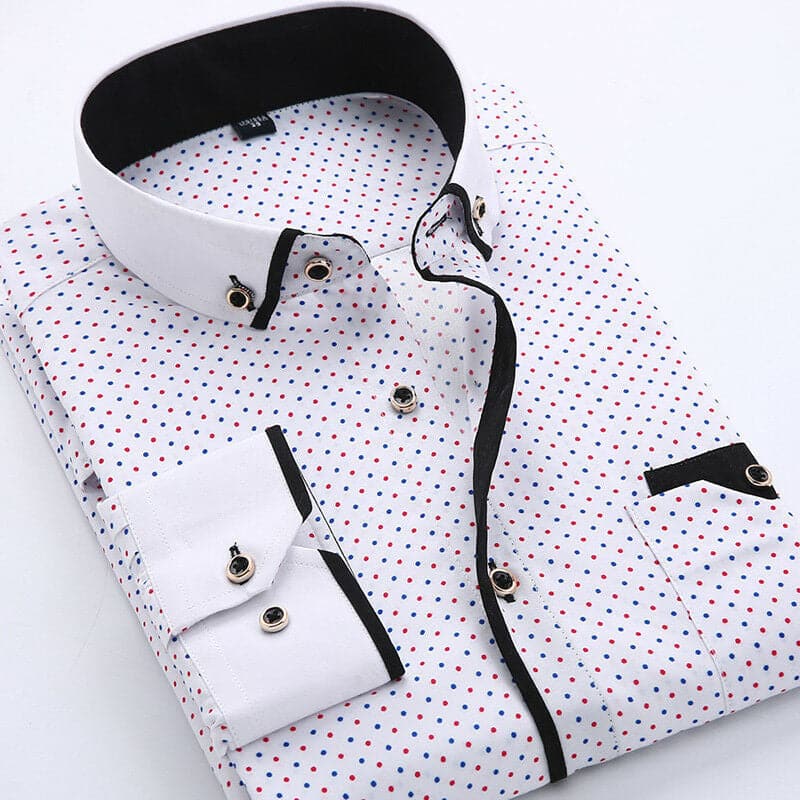 Chemise Homme Motifs Colorés Élégante pour Travail Quotidien - LuxeStyle