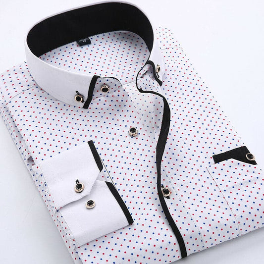Chemise Homme Motifs Colorés Élégante pour Travail Quotidien - LuxeStyle