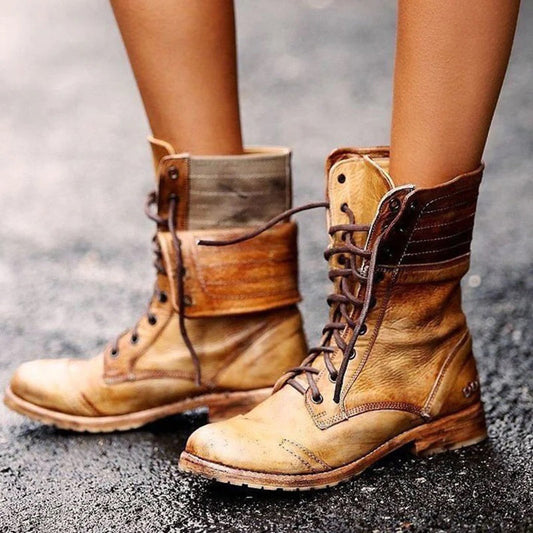 Bottines Femme Chic en Cuir - Chaussures à Lacets Élégantes et Confortables - LuxeStyle