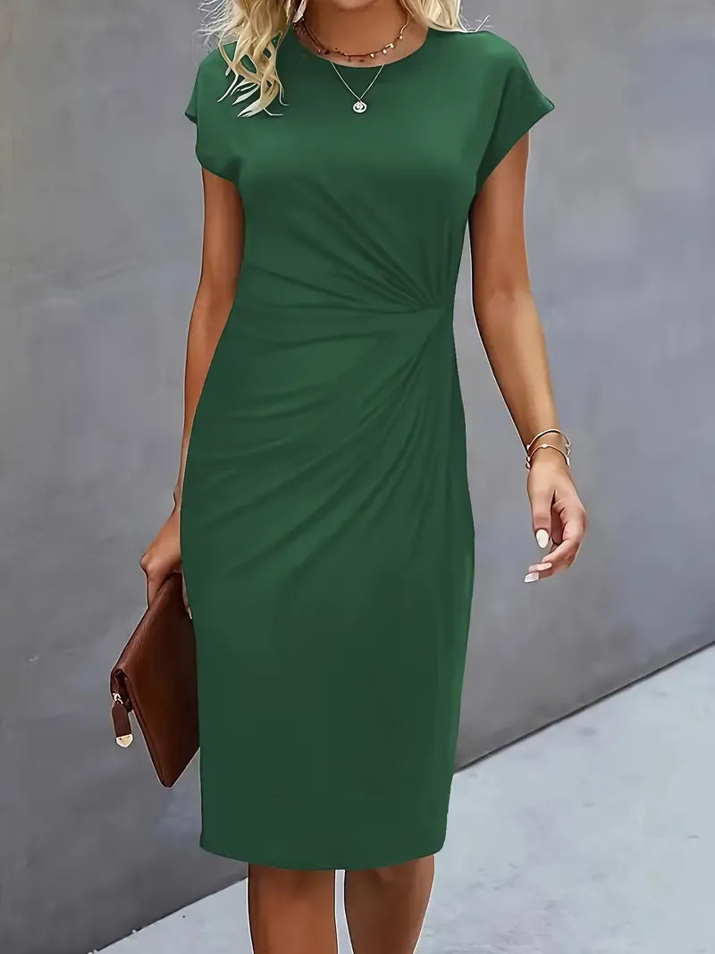 Robe Femme Élégante Col Rond pour Bureau ou Soirée