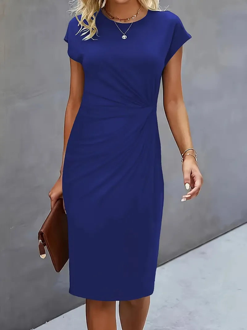 Robe Femme Élégante Col Rond pour Bureau ou Soirée