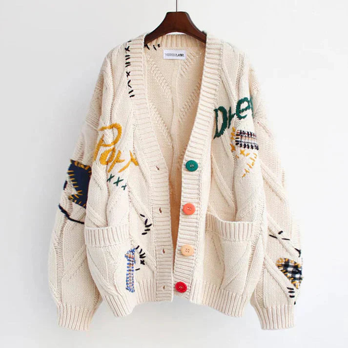 Gilet Femme Coloré - Cardigan Tricot Doux avec Détails Fantaisistes - LuxeStyle