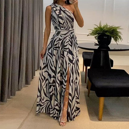 Zebria™ – Robe Longue Femme Imprimé Zébré Élégante et Confortable