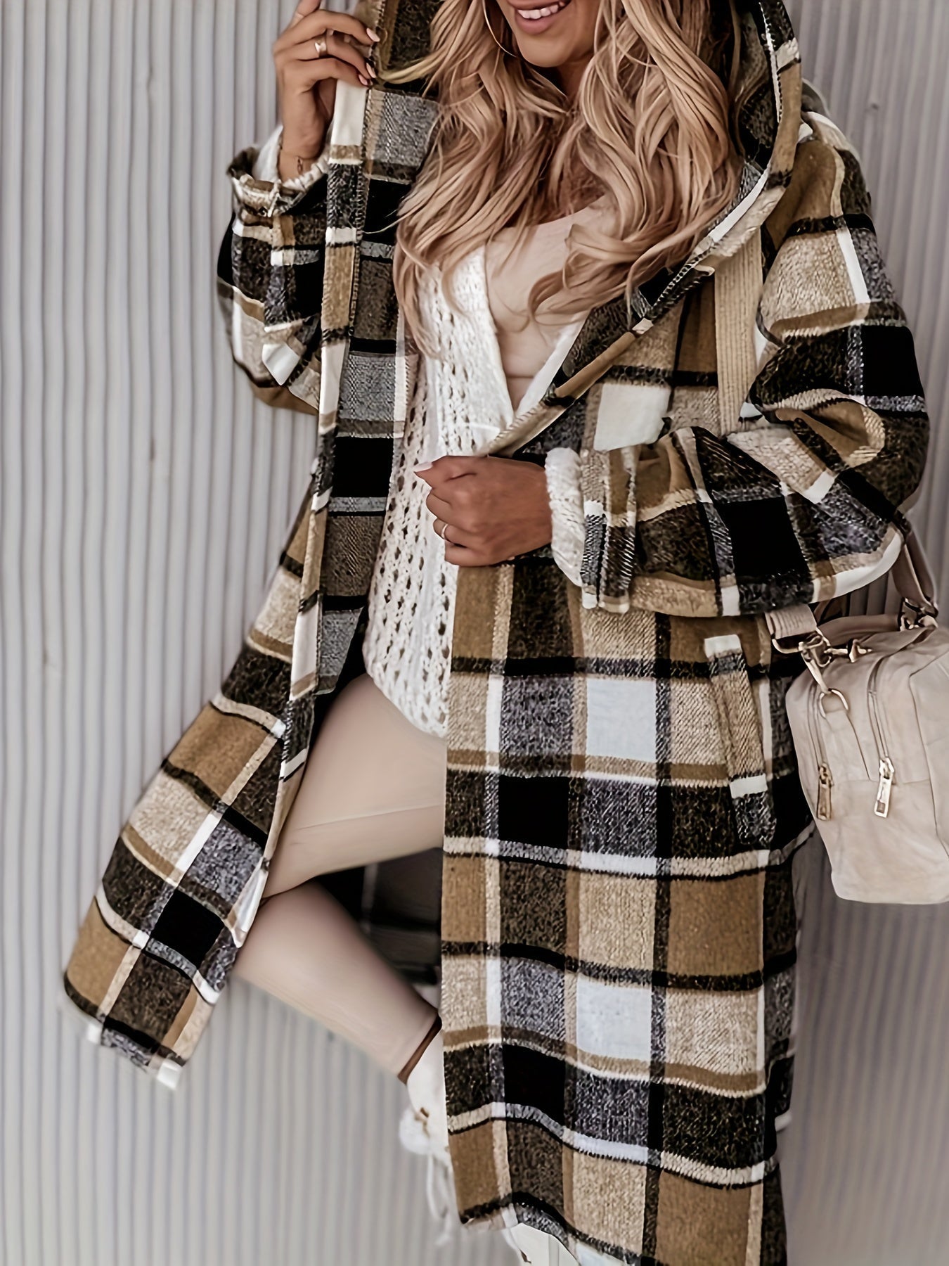 Veste à capuche écossaise avec poches pratiques