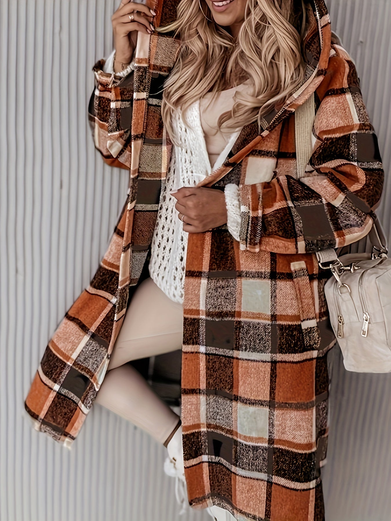Veste à capuche écossaise avec poches pratiques