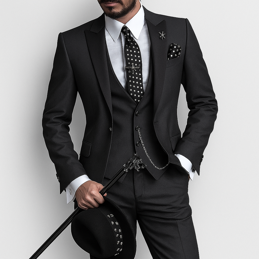 Costume Homme Élégant Rouge Bourgogne avec Cravate Noire