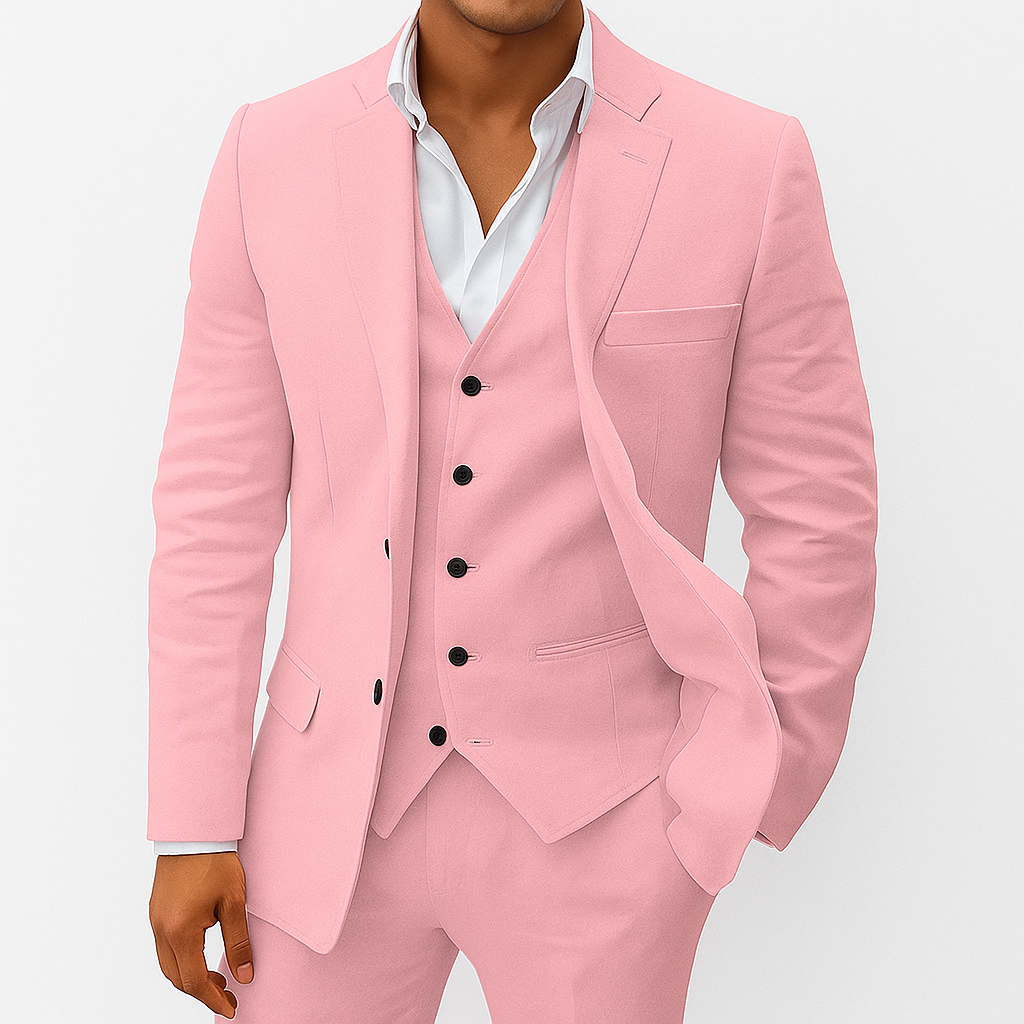 Costume Homme Marine Élégant 3 Pièces avec Veston