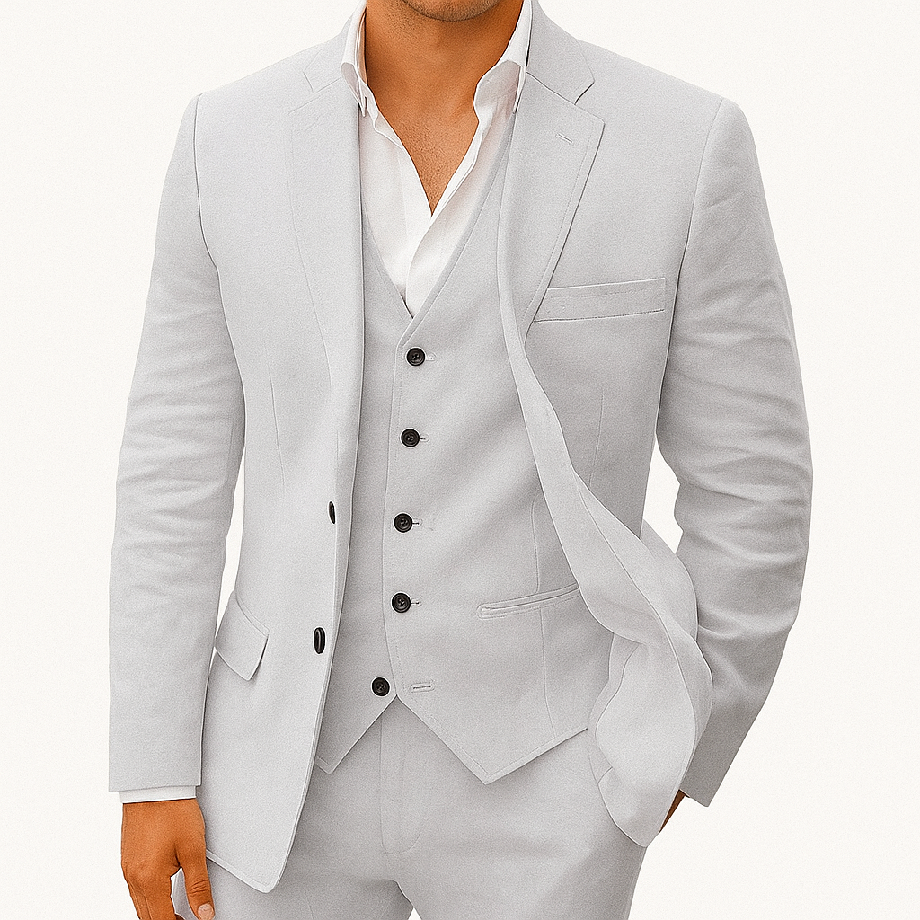 Costume Homme Marine Élégant 3 Pièces avec Veston