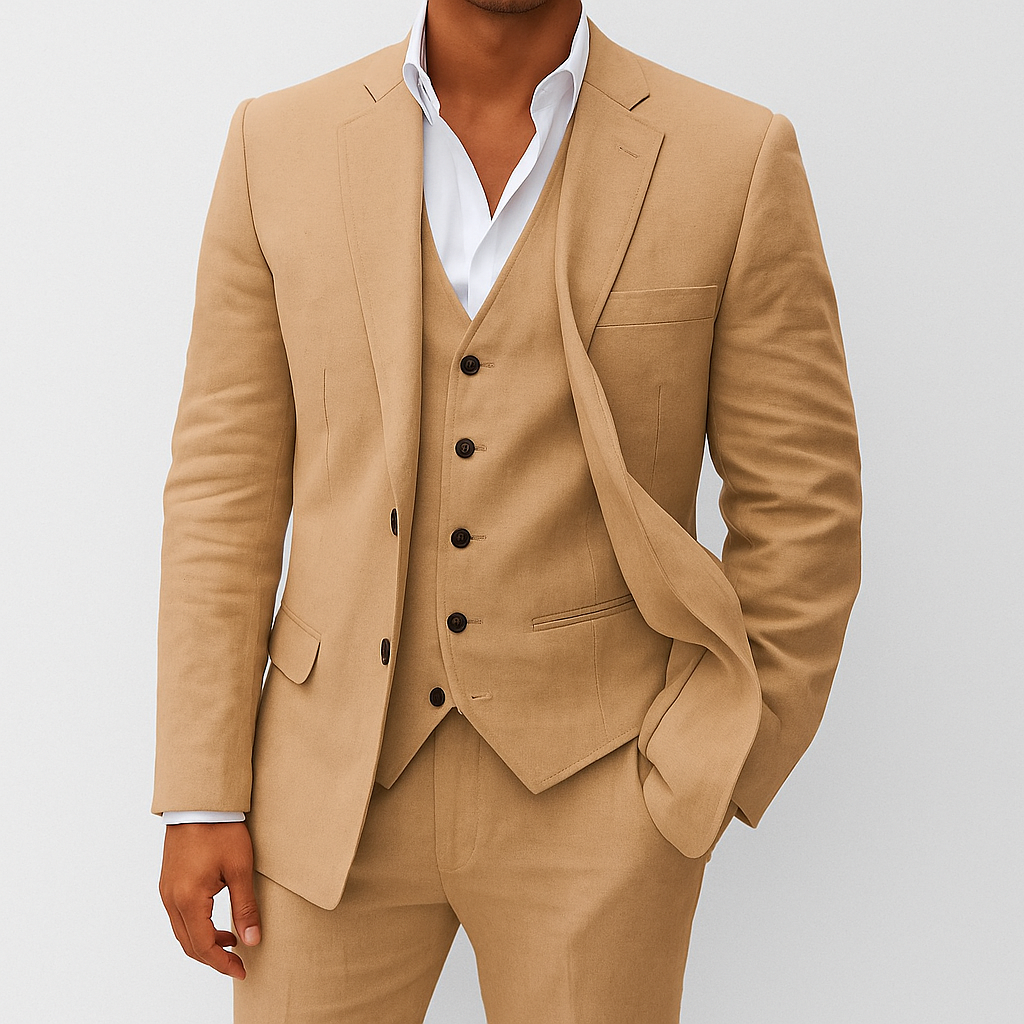 Costume Homme Marine Élégant 3 Pièces avec Veston