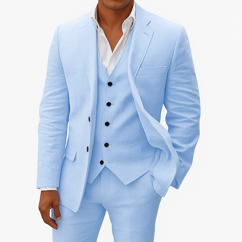 Costume Homme Marine Élégant 3 Pièces avec Veston - LuxeStyle