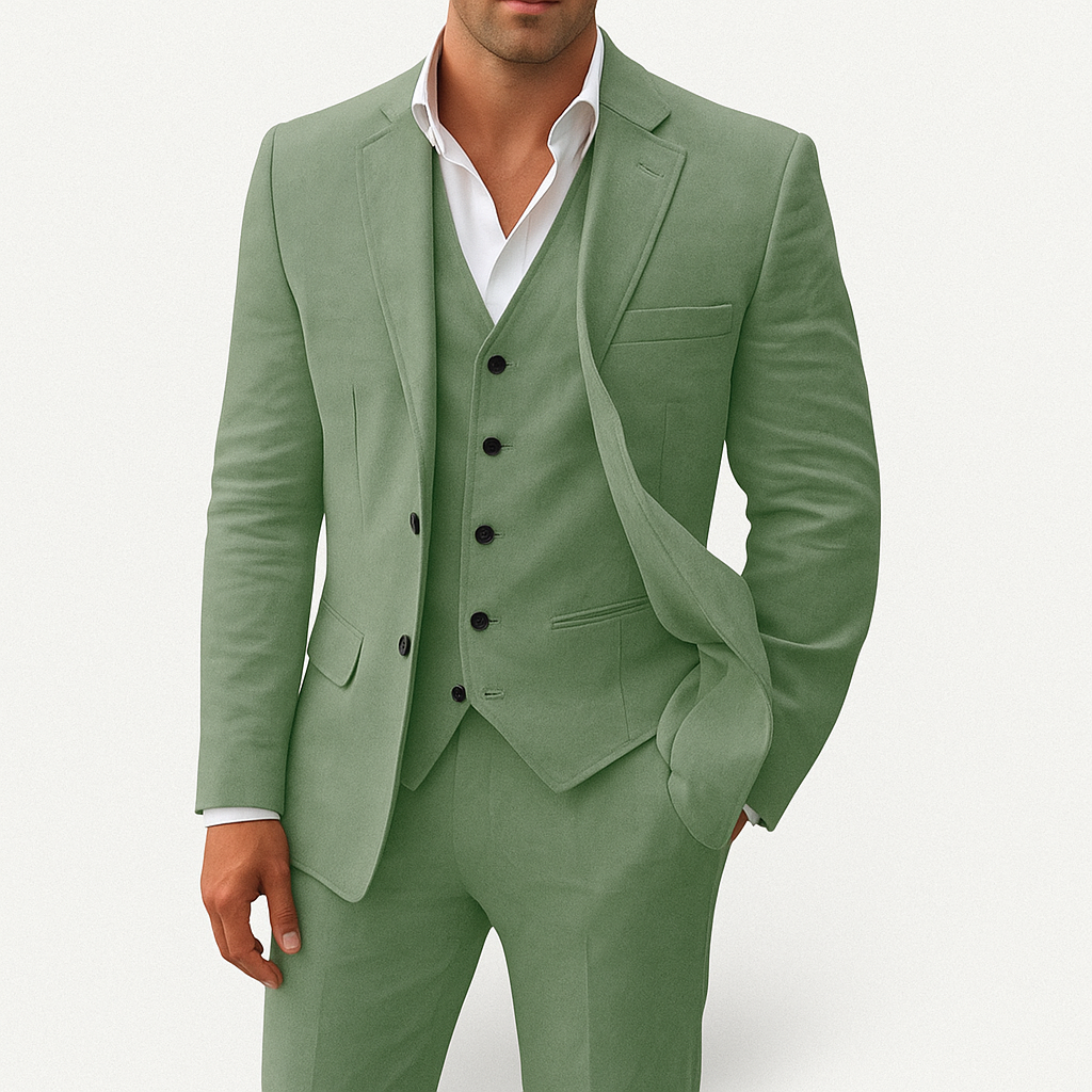 Costume Homme Marine Élégant 3 Pièces avec Veston