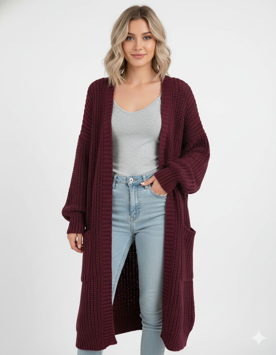 Cardigan Femme Chic Long en Tricot pour Toutes Saisons