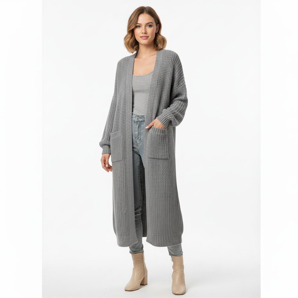 Cardigan Femme Chic Long en Tricot pour Toutes Saisons