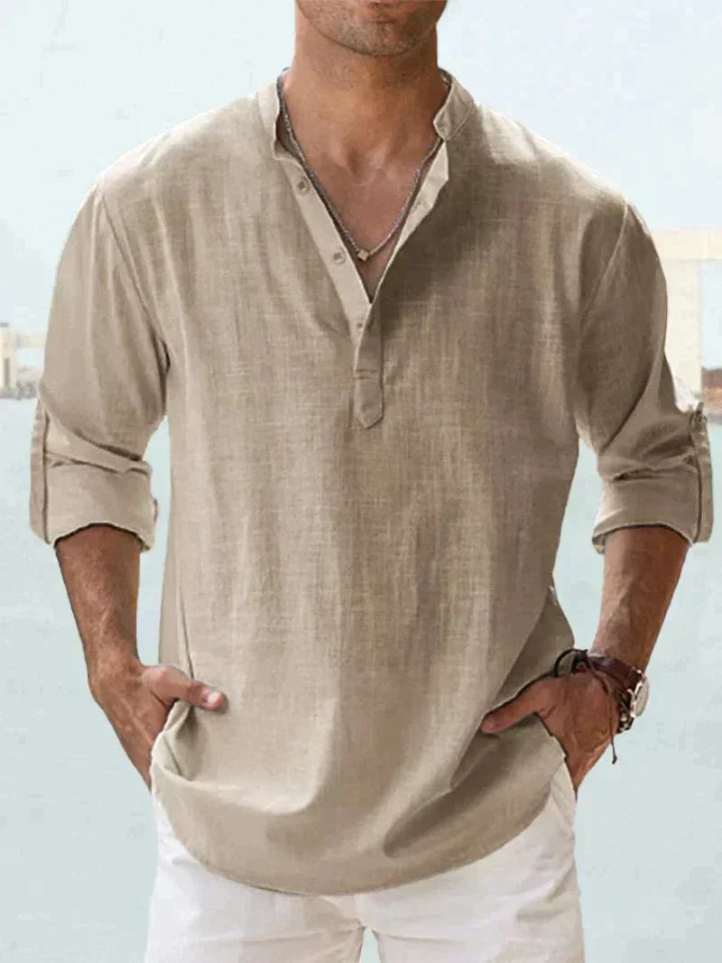 Chemise Homme Lin Naturel Manches Longues