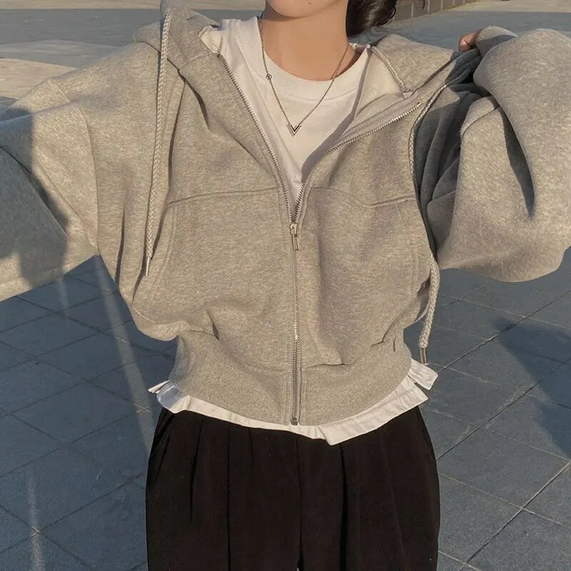 Sweat à capuche zippé féminin Blanc Neige