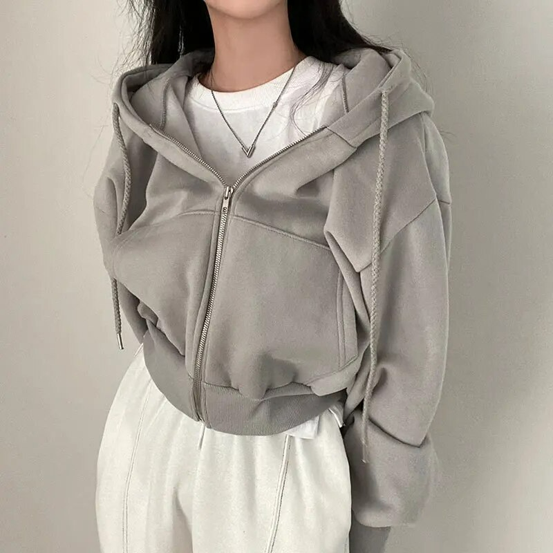 Sweat à capuche zippé féminin Blanc Neige