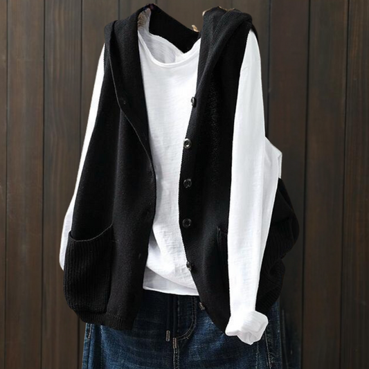 HEATHER - Gilet à Capuche Tricoté Polyvalent pour Femmes