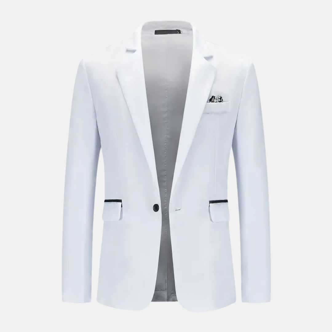 Veste Homme Blanche Stylishe avec Poches et Col Relevé - LuxeStyle
