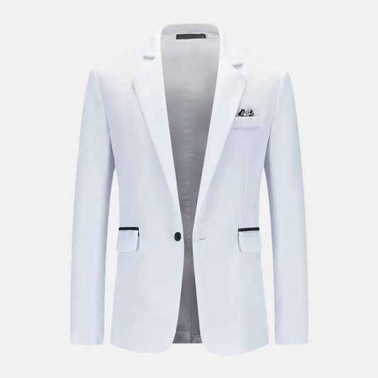Veste Homme Blanche Stylishe avec Poches et Col Relevé - LuxeStyle