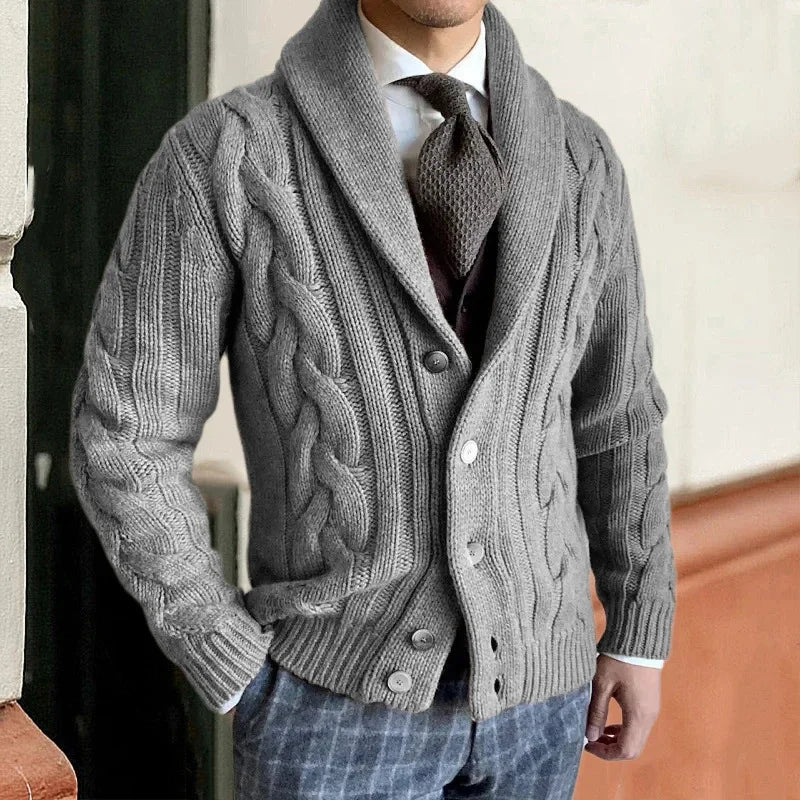 Gilet Maille Tressée Noir Élégant pour Homme