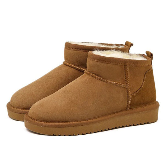 Bottes cuir brun doublées fourrure pour femme - LuxeStyle