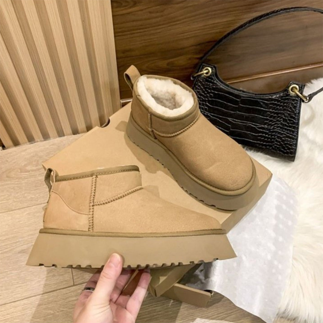 Bottes cuir brun doublées fourrure pour femme