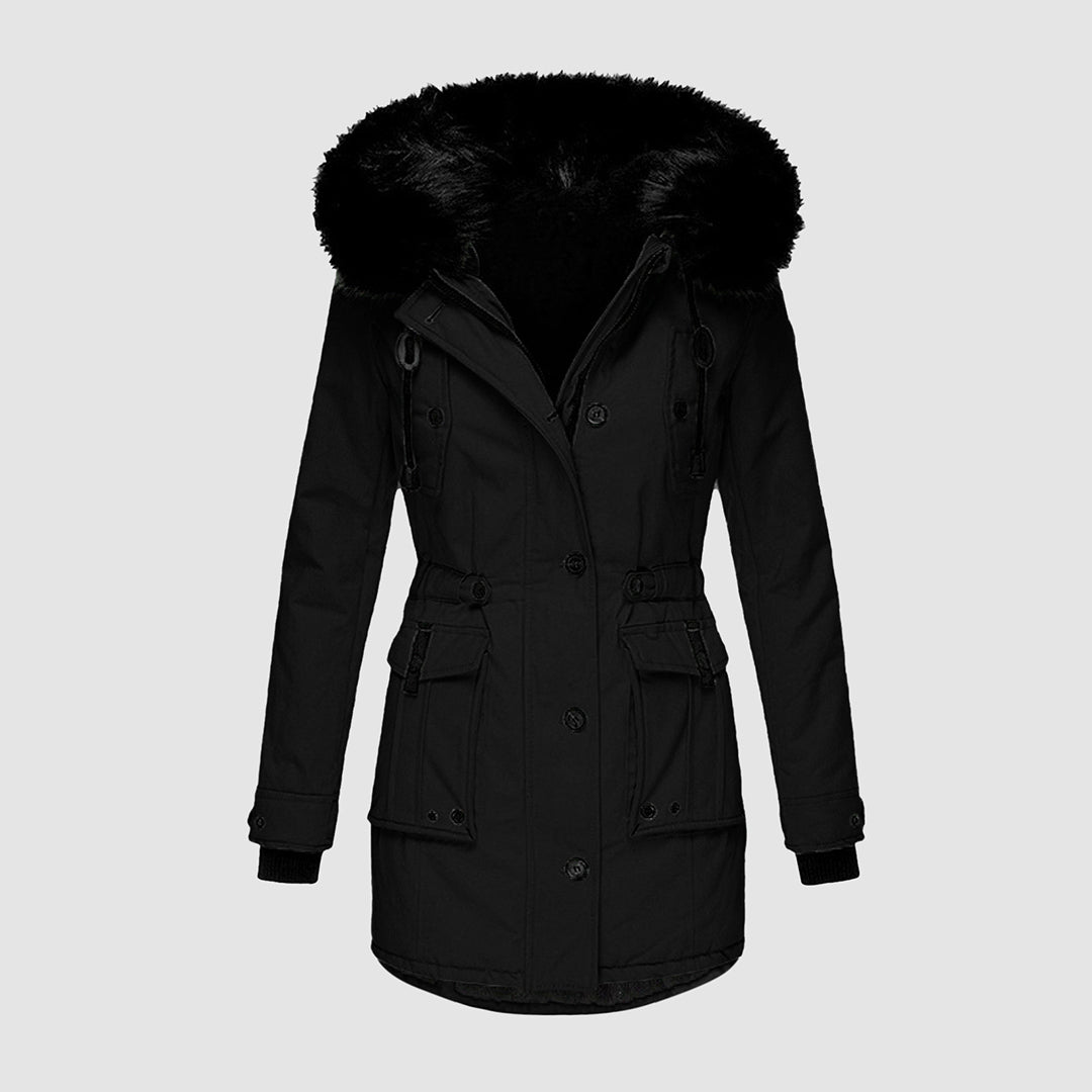 Manteau Femme Hiver Long Capuche Fourrure Douce