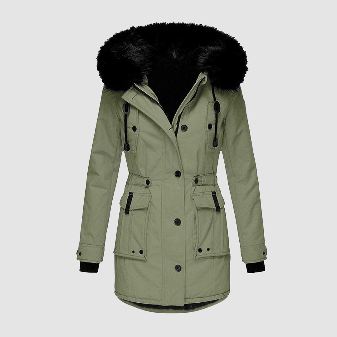 Manteau Femme Hiver Long Capuche Fourrure Douce