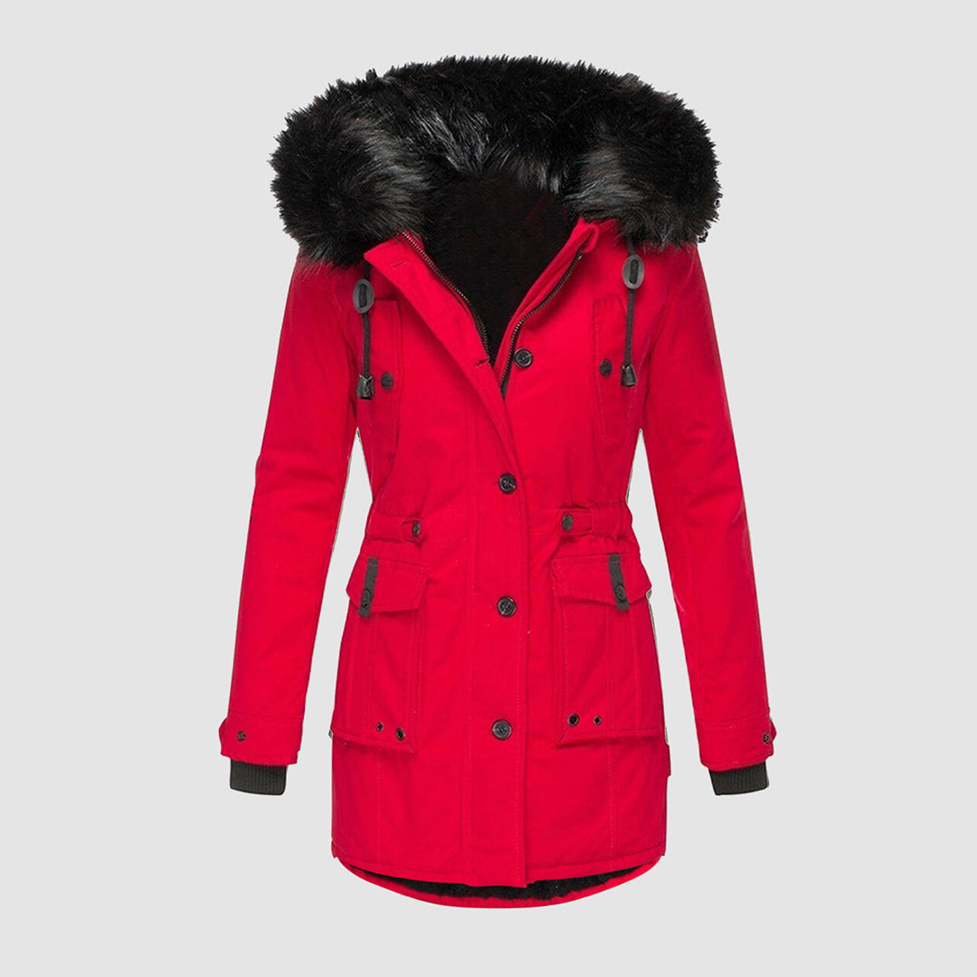 Manteau Femme Hiver Long Capuche Fourrure Douce
