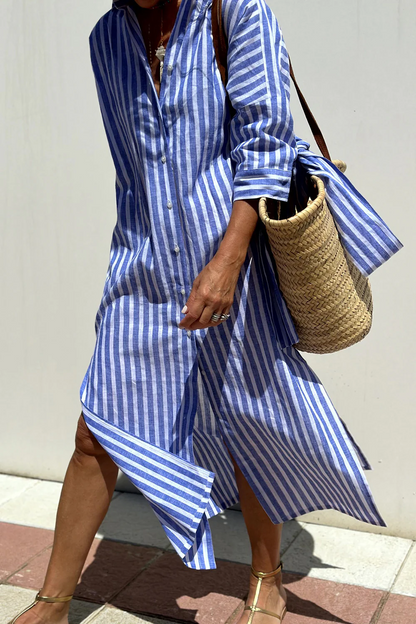 Robe Plage Rayée Élégante pour Femme
